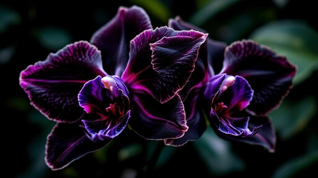 cultivated orchids with darkness
