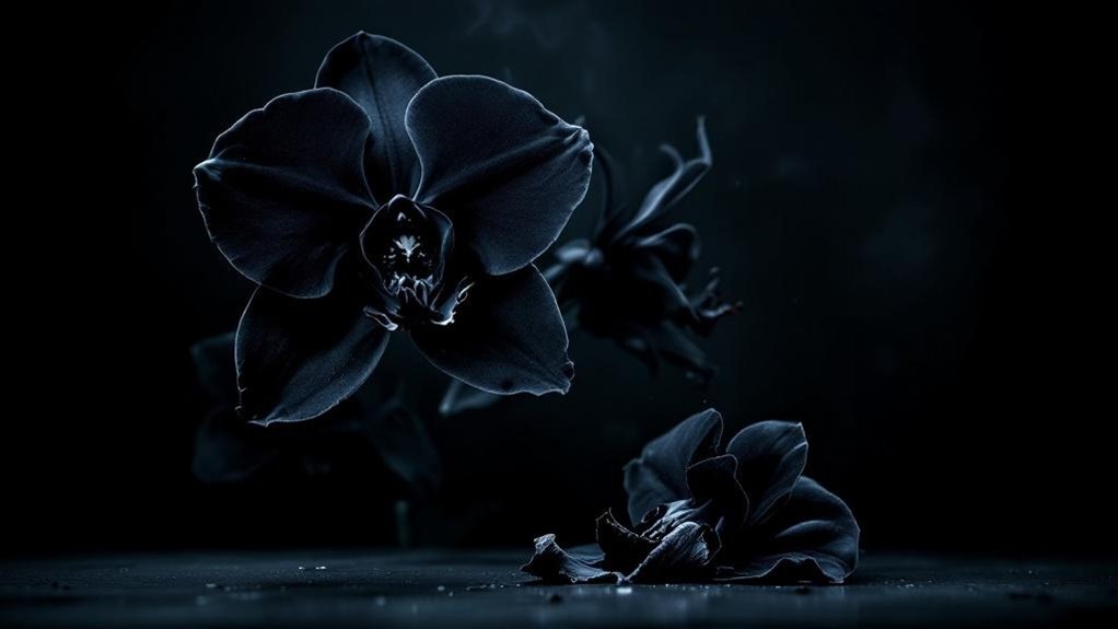 dark orchids symbolize mourning and transformation