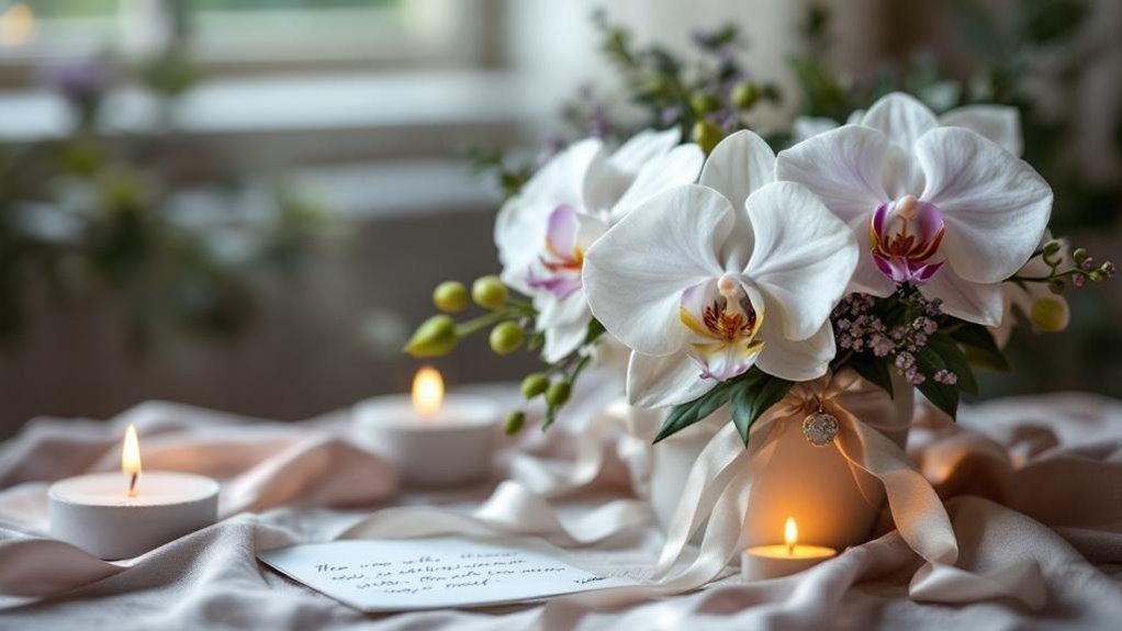dignified personalized white orchids