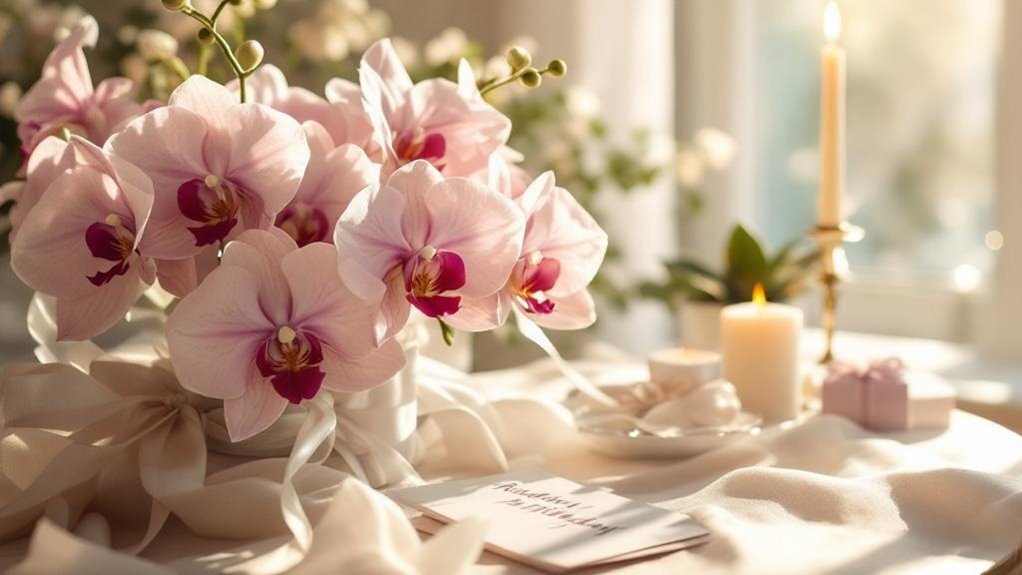 orchids paired with birthday sentiments