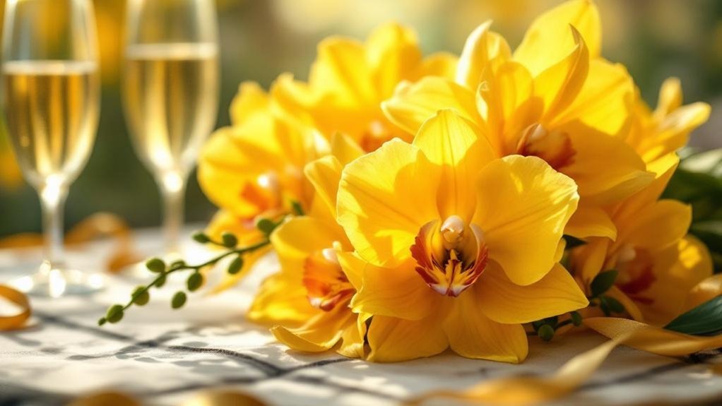 yellow orchids celebrate professional success